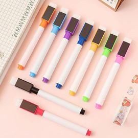 FINGOOO Magnetic Dry Erase Markers, 18 Pieces 9 Colors Fine Tip Point Dry Erase Pen with Erasers White Board Markers for Kids Teachers