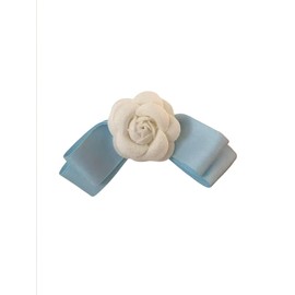 Camellia Bow Hair Clips Camellia with Bow Knot Hairclips Flower Clips Barrette Tie Hairpin Headpieces Bridal Wedding Hair Accessories (Blue, One size)