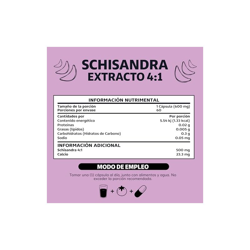Beyond Vitamins | Schisandra Extracto 4:1 500mg, Cápsulas VCaps veganas,