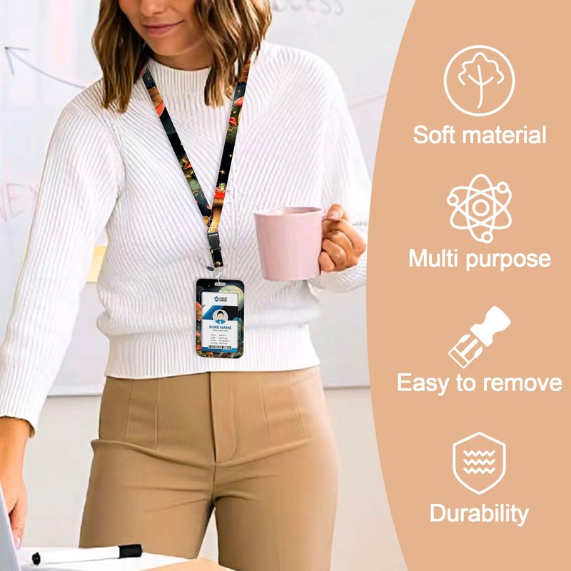 ID Badges Case with Breakaway Lanyards,Cute Badge Holder with Retractable