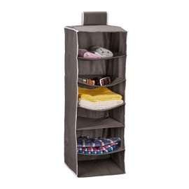 Relaxdays Wardrobe Hanging Shelf, 6 Compartments, Fabric, H x W x D: 96 x 32 x 31 cm, Hanging Clothes Organiser, Anthracite