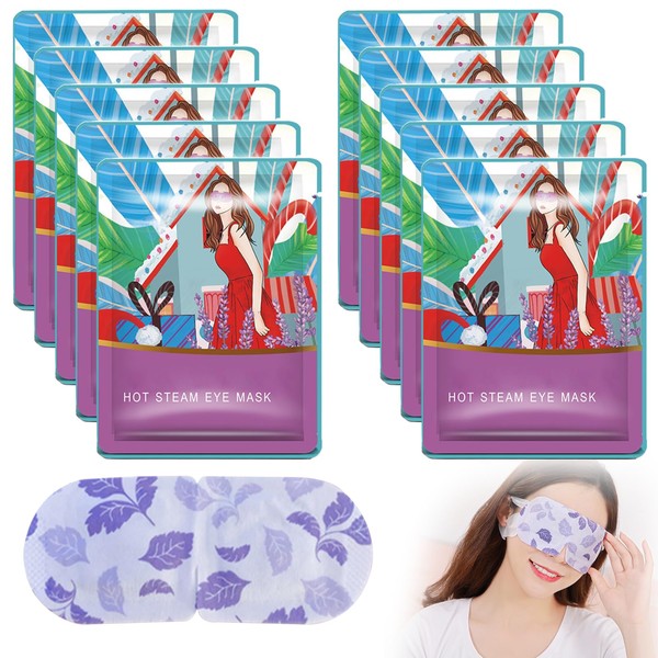 Bettinay 10 PCS Steam Eye Mask, Disposable Lavender Self Heating