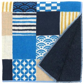 Hamamonyo Washed Washed Towel Handkerchief, Ichimatsu Komon Play