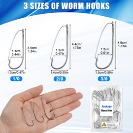 FUSIGO Wacky Rig Hooks Weedless, 30pcs Bass Fishing Hooks for Wacky Rigging Worm Lure Baits 3/0