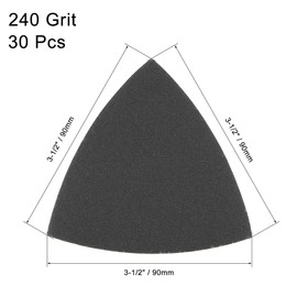 uxcell Triangular Sandpaper Hook and Loop Triangle Sanding Pad Fit 3-1/2" Oscillating Multi-Tool Silicon Carbide for Wet/Dry Use 240 Grit 30pcs