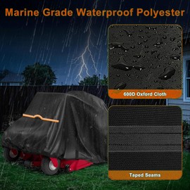 JZAHYUK Zero-Turn Mower Cover, Heavy Duty 600D Polyester Oxford, Universal Fits Decks up to 60" Lawn Mower Cover for Outdoor Protection Against Water, UV, Dust, Dirt and Wind