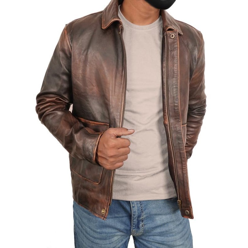 Distressed Leather Jacket - Mens Leather Jacket