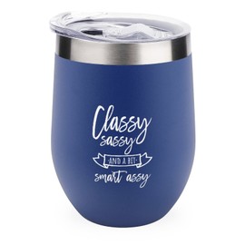 Blue Tumblers Christmas Travel Tumbler Mug Classy And A Bit Smart Assy Insulated Tumbler 12 OZ Drinking Cup Water Bottle For Home Office Travel Party For Hot Cold Drinks Christmas Gifts Mug