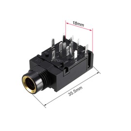 uxcell PCB Mount 6.35mm 9 Pin Socket Headphone Stereo Jack Audio Video Connector Black 5Pcs