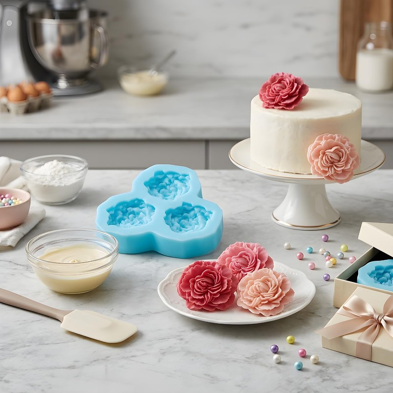 Peony Flower Fondant Mold Flower Silicone Chocolate Molds