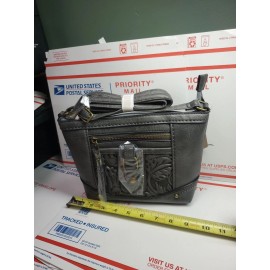 B.O.C. Born Concept Purse Tote Handbag  CHARCOAL Filigree Embossed Pockets NEW