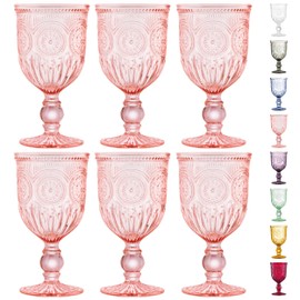 Yungala Pink Wine Glasses, set of 6 pink goblets handcrafted from pink glass (not painted or coated) ensuring your glassware is dishwasher safe and the color won't peel or chip.