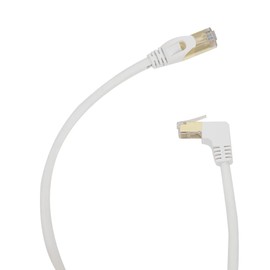RHCXCYTJ Cable Ethernet Cat6 de 90 grados de ángulo recto hacia abajo, cable Ethernet Cat6 de ángulo recto para PC, enrutador, módem, caja de TV, 24 AWG FTP Cat6 Cable de red blanco (ángulo
