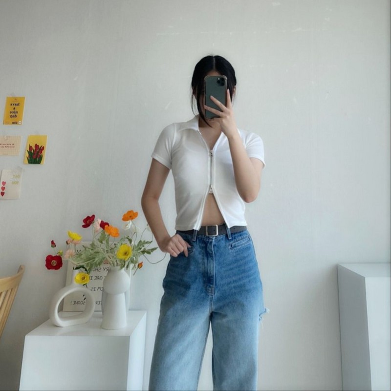 Two-way zipper collar cardigan free / 투웨이지퍼 카라 가디건 free