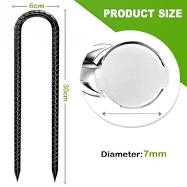 Sensylectra Ground Anchor Pegs 30 cm, Galvanised Steel Ground Anchor, Trampoline, Sturdy Tent Pegs, Ground Pegs, Camping Tent Pegs for Tents, Camping, Fence (U Black, 10)
