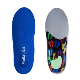 Walkrofeet Kids Medium Arch Orthotics Low and Comfort Metatarsal Pad Inserts Relieve Plantar Fasciitis Foot Pains with Gel Heel Cushion