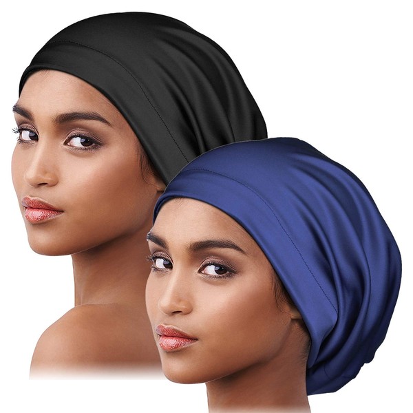 Satin Lined Sleep Cap Slap Hat Night Cap for Pineapple Hair Adjustable Satin Bonnet for Women
