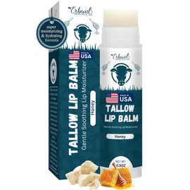 Beef Tallow Lip Balm – Natural Tallow Beeswax Chapstick – Hydrating Moisturizer Grass Fed Bison Tallow Balm Lip Care – Soothes Chapped, Dry Lips, Sensitive Skin – Long Lasting & Vitamin Rich USA-Made