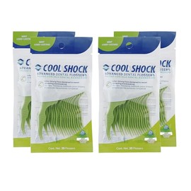 Cool Shock  Flossers de Té Verde y Menta. 4 paquetes con 20 piezas cu.