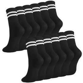 Utensilsto 6 paia di calzini da donna e da uomo, tennis, 35-38, 39-42, 43-46, calzini sportivi con righe, in cotone, calzini sportivi per donna e uomo, Nero , 35-38