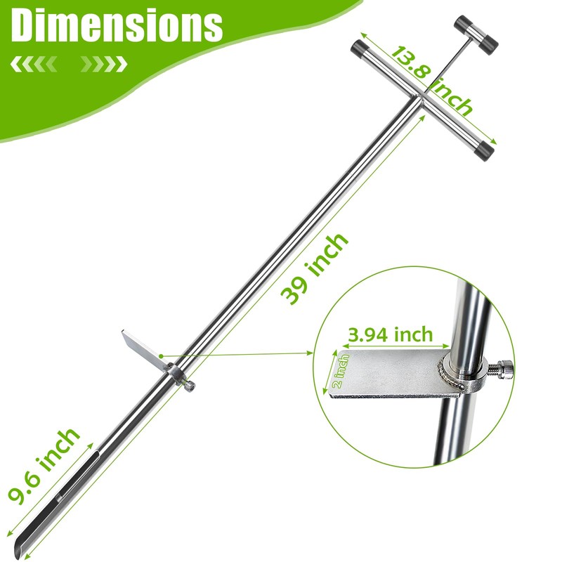 ZUIWAN 40 INCH Soil Sample Probe,Stainless Steel t-Style Handle Soil
