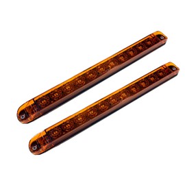 usamjtable 17" Amber Sealed LED Waterproof Submersible Turn Signal Tail Clearance Marker Identification Light Bars Truck Trailer Set of 2 pcs