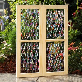 Leinuosen Chicken Wire Wood Frame Suncatcher with 800 Pcs Glass Beads Unfinished Wooden Window Frame for Photos Jewelry Making Crafting Project (2 Pack,Outer 6 x 16 in, Interior 4.3 x 14 in)