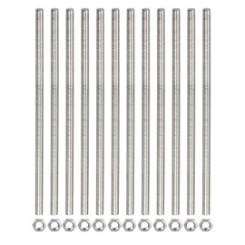 QUARKZMAN Pack of 12 M4 x 250 mm Fully Threaded Rods, 304 Stainless Steel Threaded Rods, Right-Handed Threaded Rods, Threaded Rods, Rod Bolts with 12 Hex Nuts, 0.7 mm Thread Spacing