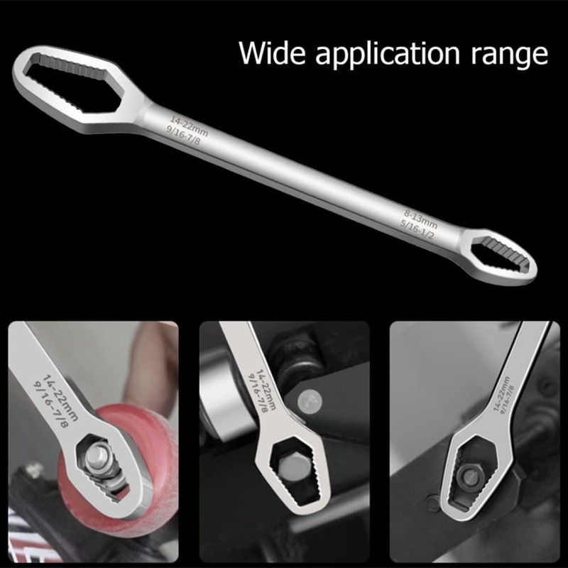 8-22mm Double-Head Universal Spanner, Multi-Purpose Ring Wrench, Self-Tightening Home and