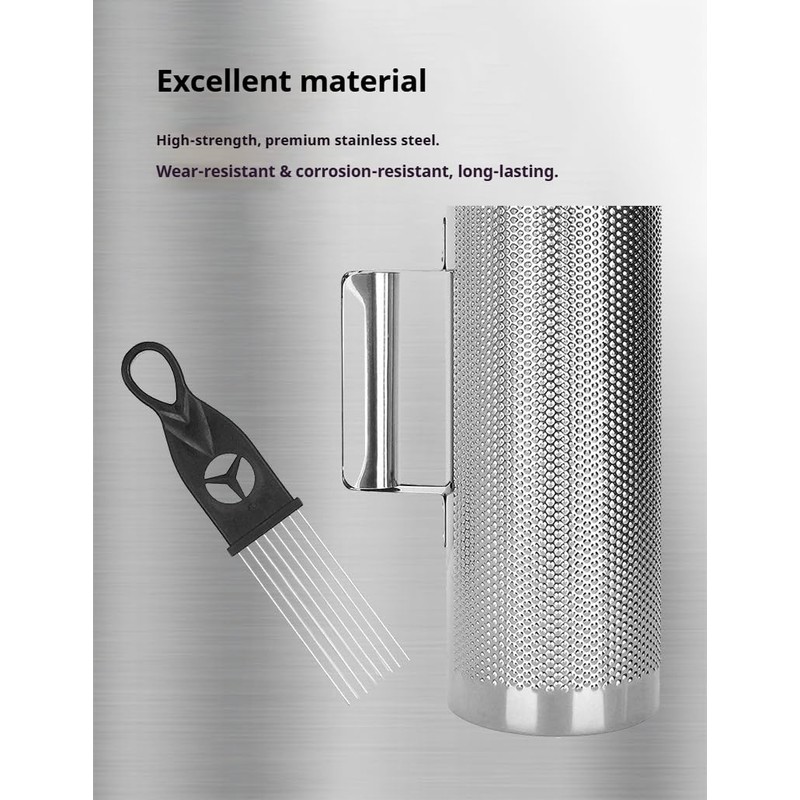 Stainless Steel Guiro 8" Percussion Instrument with Scraper, Professional Metal