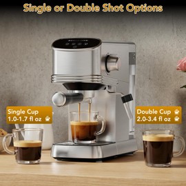 COWSAR 20 Bar Espresso Machine, Compact Espresso Maker with Steam Milk Frother, Stainless Steel Coffee Machine with 45oz Removable Water Tank, for Cappuccino,Latte&Cold Brew Home&Office
