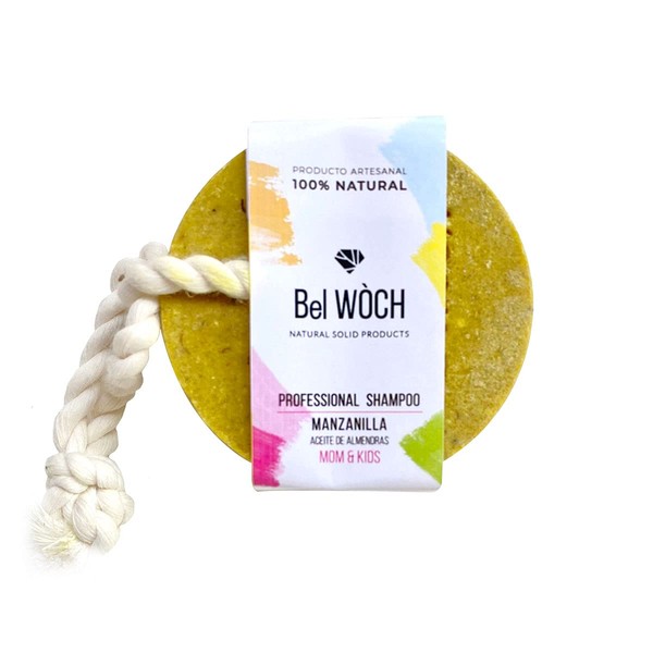 BEL WOCH Shampoo solido orgánico en barra 100% natural manzanilla, para todo tipo de cabello, nutre, promueve el crecimiento y da brillo natural libre de parabenos, pfalatos y sulfatos…
