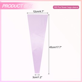 PATIKIL 100 Pack Flower Wrapping Bag, Light Purple Floral Packing Sleeves with Ribbons Cute for Bouquets Wedding Birthday Graduation Anniversary Arrangement Gift, 17.7"x4.7"x1.2"