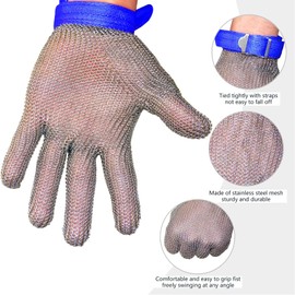 VINAER A9 Chainmail Glove, Cut Resistant Glove Food Grade Stainless Steel Metal Glove Butcher Glove for Cutting Meat Oyster Shucking Fish Filleting Food Processing(L)