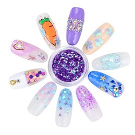 (12 Pots Pearl with Sequins Tips) - Minejin Nail Art Glitter Decoration Paillette Powder Dust Sequins Tips 12 Pots