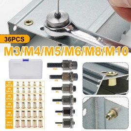 Unbranded 36pcs M3-M10 Rivet Nut Head Kit Iron Galvanized Hand Rivet Head Set Assortment