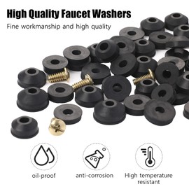 58 Pack Faucet Washer Assortment Kit - Flat and Beveled Rubber Faucet Washers for Repairing Leaks