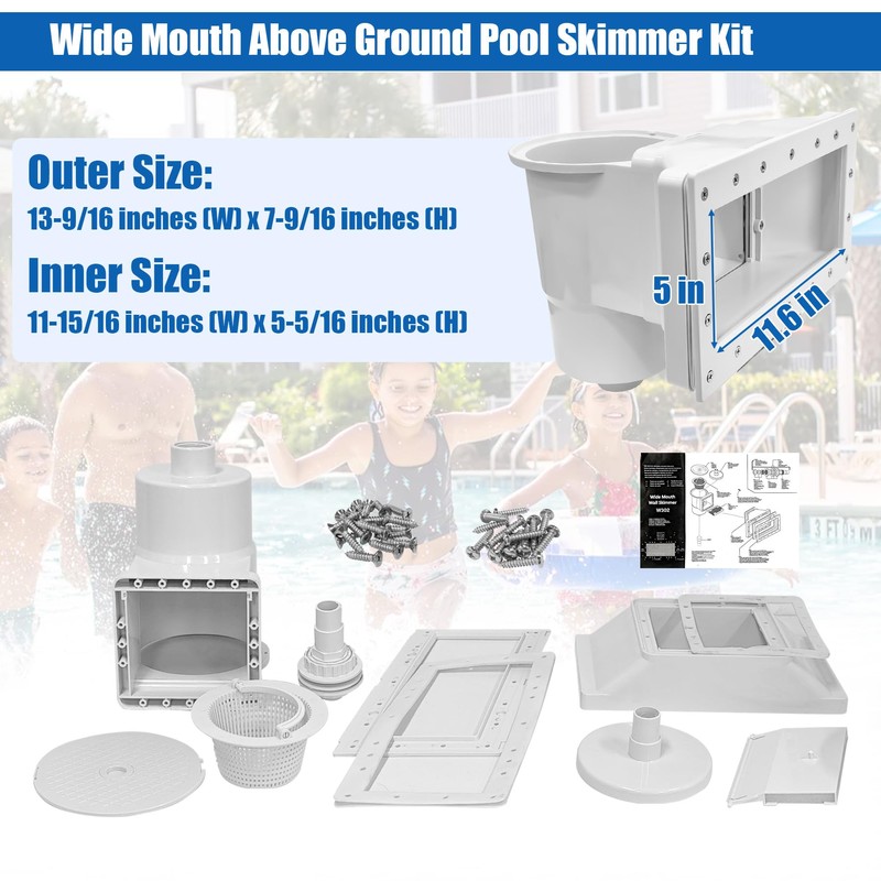 showingo Wide Mouth Above Ground Pool Skimmer Kit Through Wall