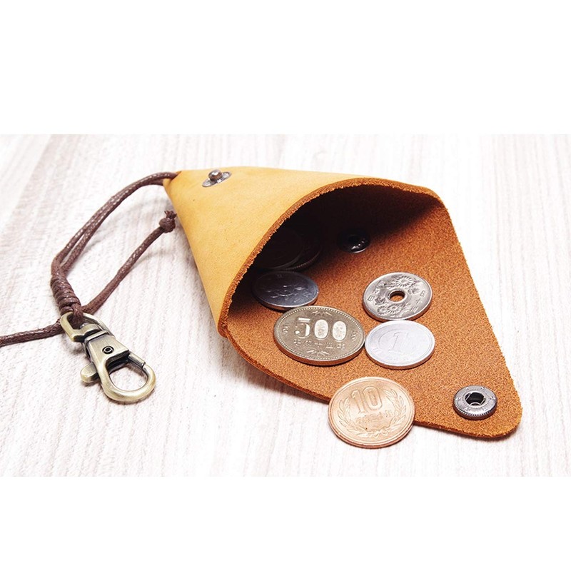 GoodsLand GD-TRICOIN-CA [Genuine Leather] Triangular Leather Coin Purse, Genuine Leather,