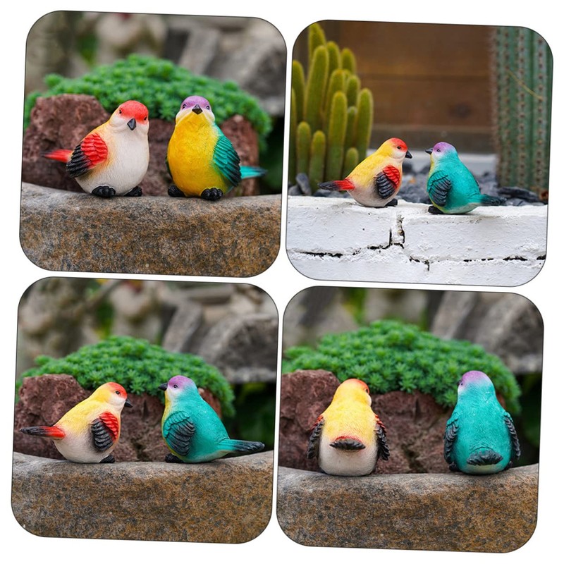 BESPORTBLE 2Pcs Vivid Resin Bird Figurines Realistic Garden Decorations for
