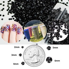 22000 diamantes de imitación de resina negra para manualidades, 5 mm, 4 mm, 3 mm, a granel, no se calientan, piedras de color negro puro, SS20 SS16 SS10 para manualidades, arte de uñas, vasos