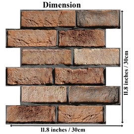 Veczom 3D Wall Panels Peel and Stick,10 Pack 3D Brick Wallpaper Peel and Stick,Waterproof Wall Panel PVC Stone for Interior Décor,Living Room,Lobby Bedroom Hotel Office