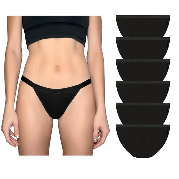 Nabtos Cotton women's String Bikini Black Panties Underwear (Pack of