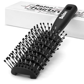 Cepillo de ventilación para el cabello con ventilación de 11 filas, para hombres y mujeres, cepillos de ventilación con cerdas con punta de bola para secado rápido de cabello recto y rizado y húmedo (negro)