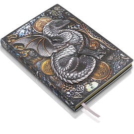 Dragons Leather Journal Notebook Gifts - 3D Embossed Leather Journal Dragon Journal with Lined Paper Cool DND Notebook Accessories DND Gifts for Women & Men & Nerdy (A5,Multicolor)