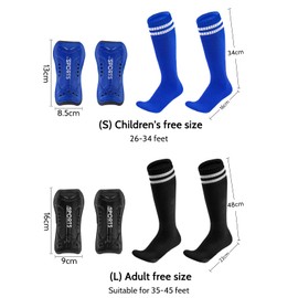 Youery Football Shin Pads Children & Adults, Breathable Shin Pads Socks, Protection for Football Games (L, Black, Blue)