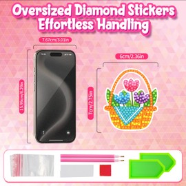 sinceroduct 60 Pcs 5D Diamond Art Stickers for Kids, 6 Theme Designs Diamond Art Kits and Diamond Painting for Kids, Diamond Art Accessories Best Gift for Girls Boys