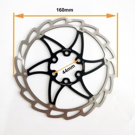 DONSP1986 - Rotor de freno de disco de bicicleta de 160 mm, 180 mm, 203 mm, acero inoxidable, rotor de freno de disco con 6 tornillos para bicicleta de montaña BMX MTB (negro, 160 mm)
