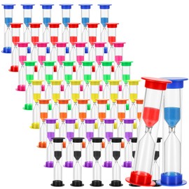 JIEYAO 48 Pcs 2 Minute Sand Timer Bulk, Colorful Hourglass Timer Set Mini Toothbrush Timer Small Acrylic Sand Clock for Classroom Kitchen Office 8 Colors