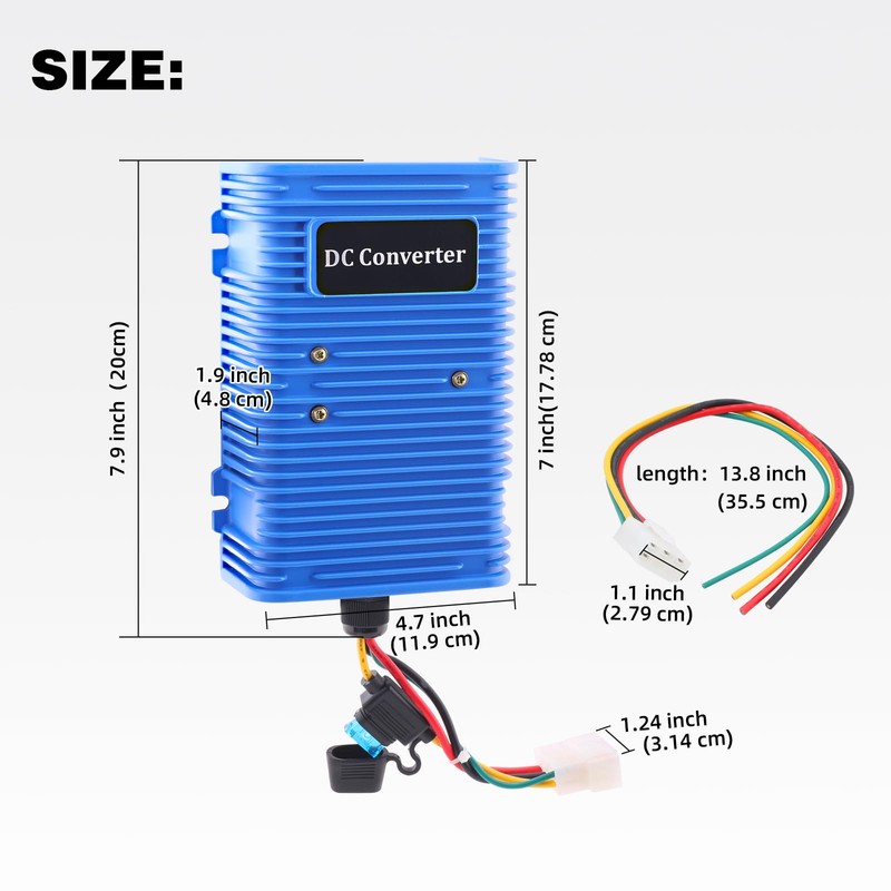 Roykaw Golf Cart Voltage Reducer Regulator,36 or 48V to 12V
